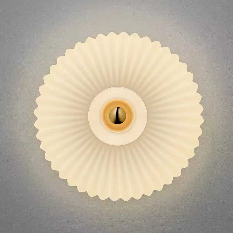 Nordic Vintage Glass Wall Sconce β Striped Round Disc Light for Timeless Ambient Glow