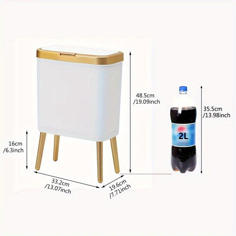 15L Modern Odour-Sealing Trash Can with Elevated Legs β Sleek Waste Bin for Kitchen, Living & Bathroom