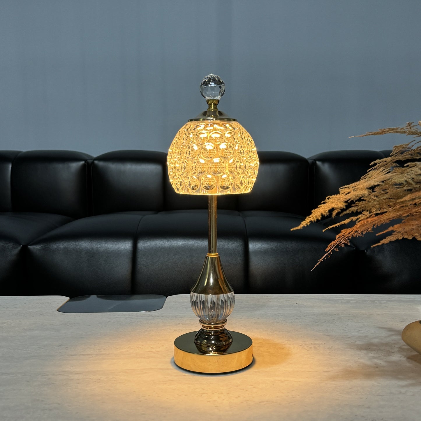 Crystal Touch Table Lamp β Rechargeable LED Bedside Light with Sleek, Cordless Glow
