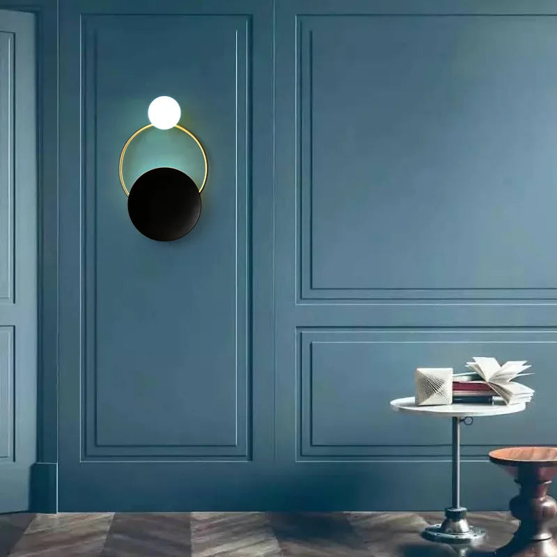Designer Glass Wall Lamp β Modern Round Glass Sphere with Metal Frame