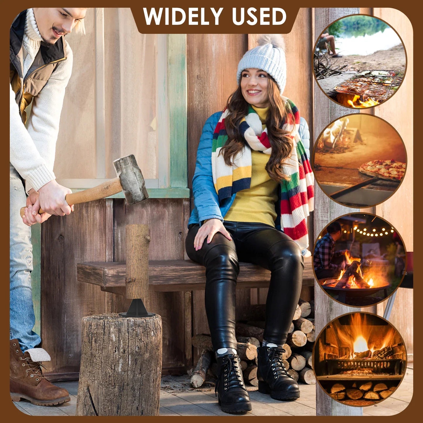 KindlePro Portable Carbon Steel Log Splitter β Durable, Compact Wood-Splitting Tool with Cloth Bag