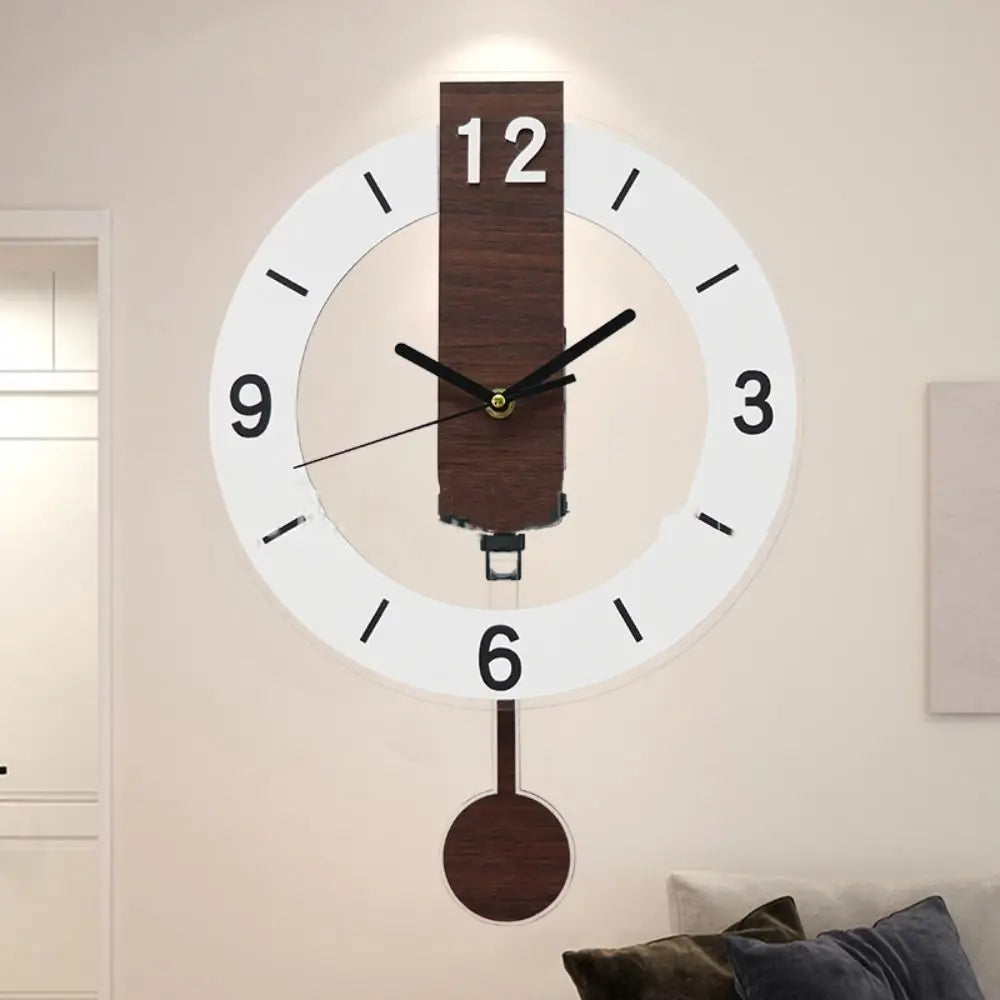 Elegant Minimalist Pendulum Wall Clock β Contemporary Acrylic & Wood Design