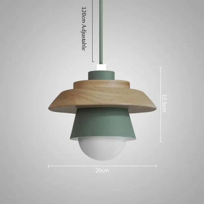Nordic Wood Pendant Light – Playful Colourful Macaron Design