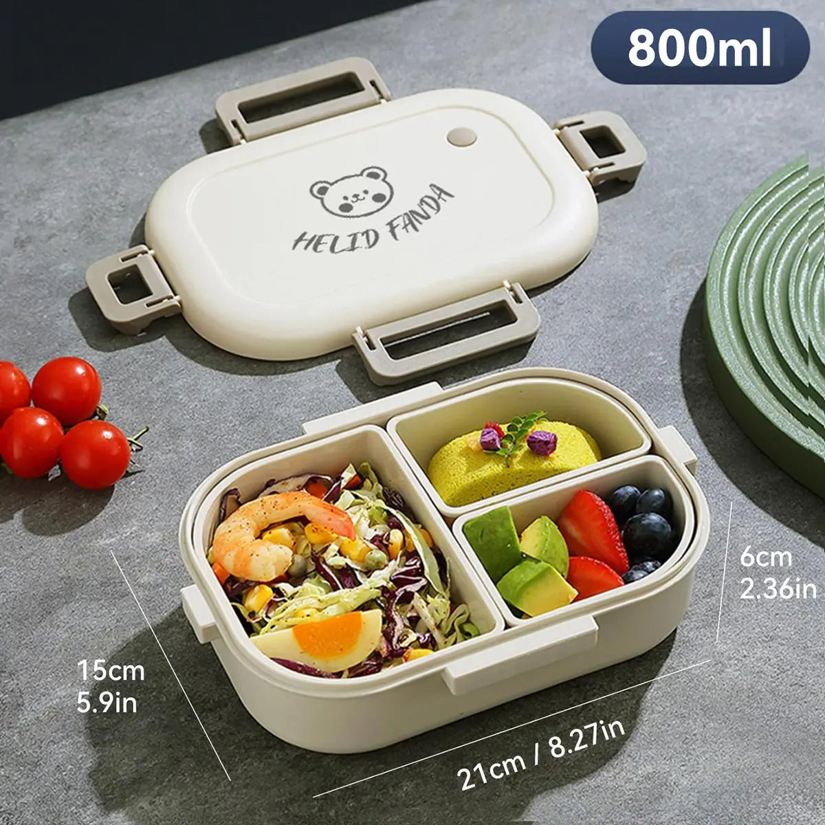FreshMate Portable Bento Lunch Box β Leak-Proof 3-Compartment Design for On-The-Go Meals