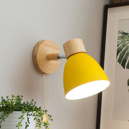 Macaron Lamp: Modern Minimalist Wood & Iron Wall Sconce