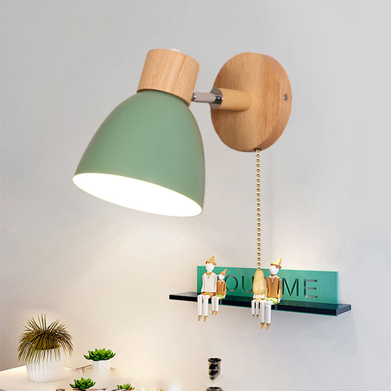 Macaron Lamp: Modern Minimalist Wood & Iron Wall Sconce
