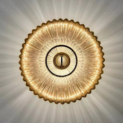 Nordic Vintage Glass Wall Sconce – Striped Round Disc Light for Timeless Ambient Glow