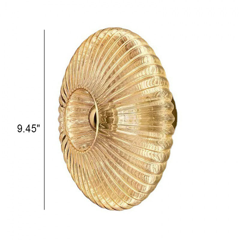 Nordic Vintage Glass Wall Sconce – Striped Round Disc Light for Timeless Ambient Glow