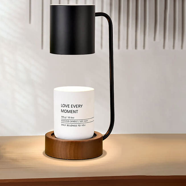 Japanese Minimalist Candle Warmer Lamp with Wooden Base - Dimmable Wax Melter