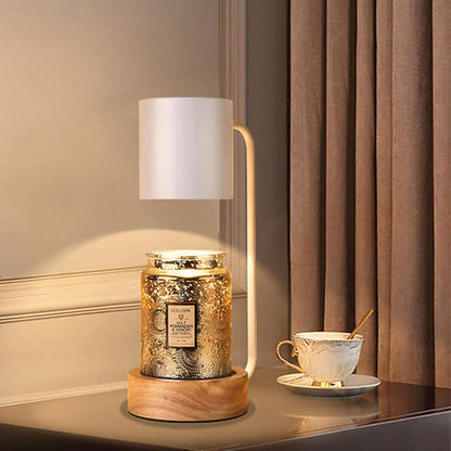 Japanese Minimalist Candle Warmer Lamp with Wooden Base - Dimmable Wax Melter