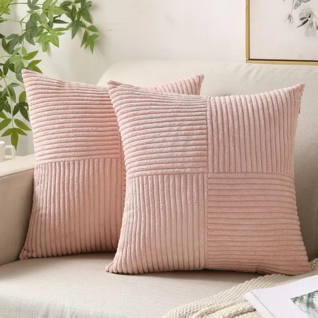 Luxurious Corduroy Cushion Covers with Elegant Striped Throw Pillow Design