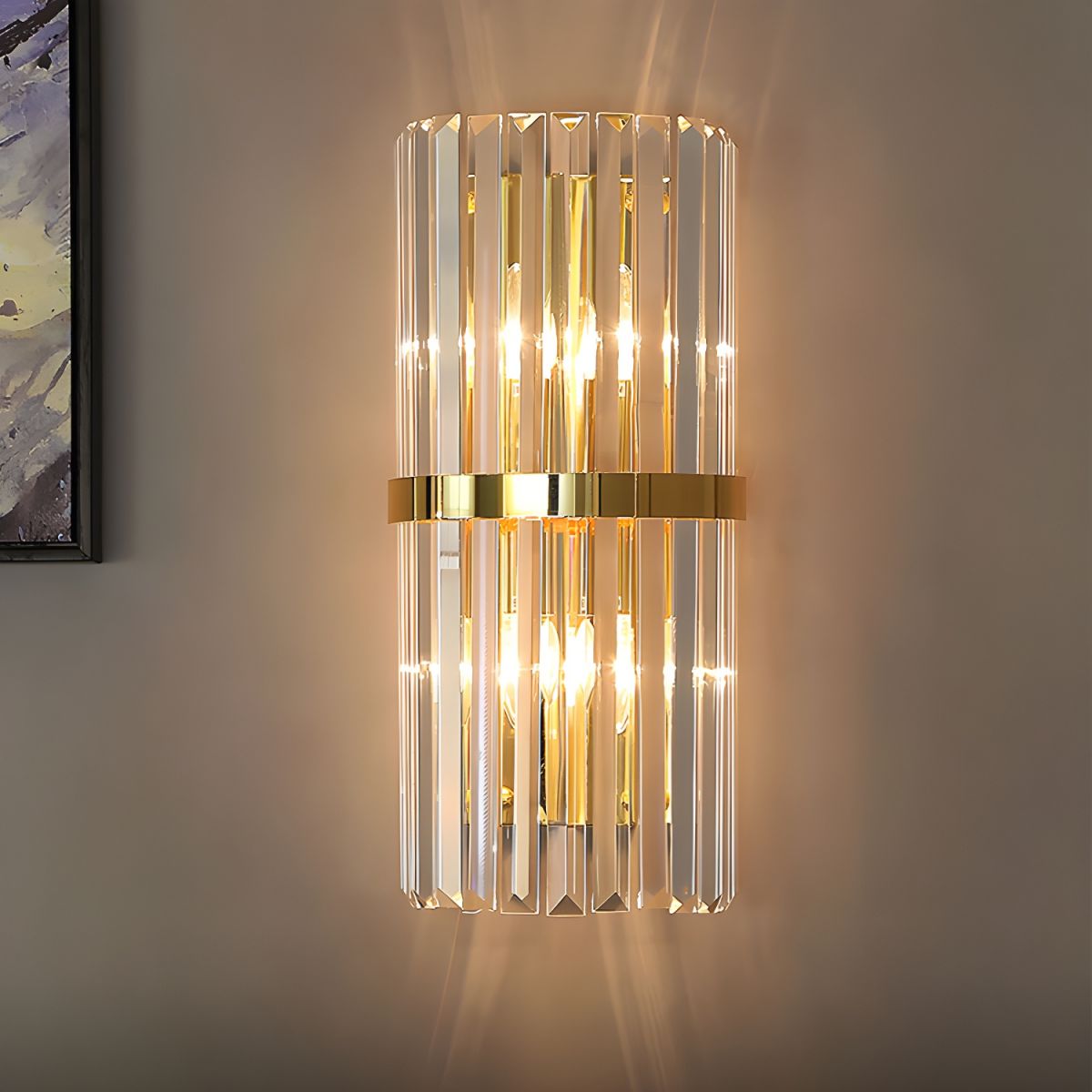 Crystal Wall Light | Elegant Modern Stainless Steel Sconce with Crystal Accents