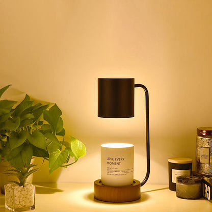 Japanese Minimalist Candle Warmer Lamp with Wooden Base - Dimmable Wax Melter