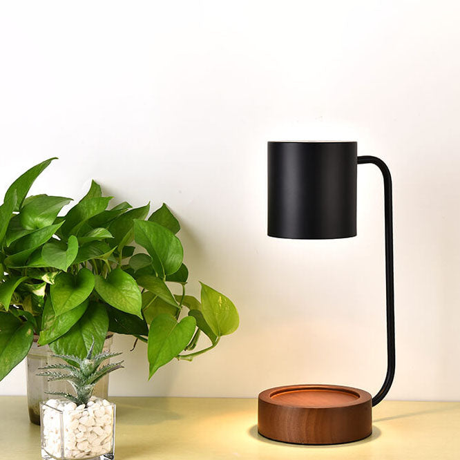 Japanese Minimalist Candle Warmer Lamp with Wooden Base - Dimmable Wax Melter