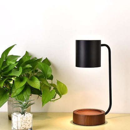 Japanese Minimalist Candle Warmer Lamp with Wooden Base - Dimmable Wax Melter