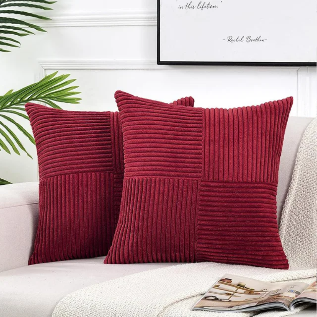 Luxurious Corduroy Cushion Covers with Elegant Striped Throw Pillow Design