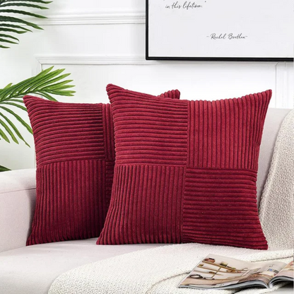 Luxurious Corduroy Cushion Covers with Elegant Striped Throw Pillow Design