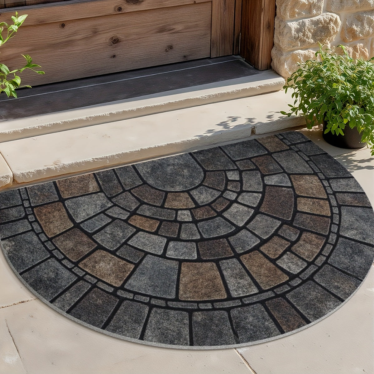 Elegant Half-Circle Mosaic Door Mat – Indoor & Outdoor Use