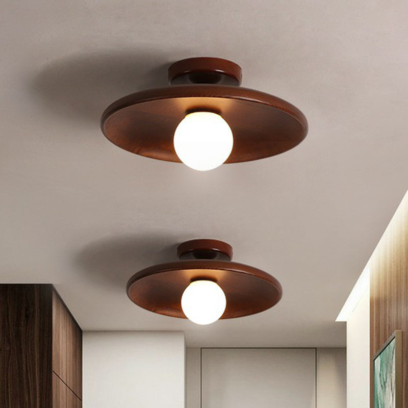 Sleek Modern Wooden Ceiling Light - Minimalist Semi-Flush Mount