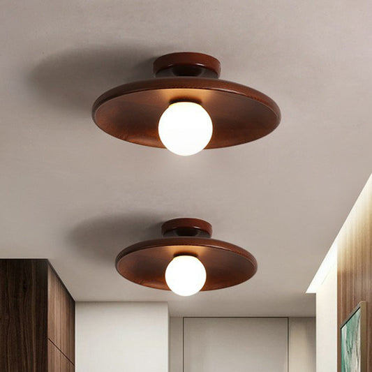 Sleek Modern Wooden Ceiling Light - Minimalist Semi-Flush Mount