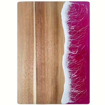 Ocean-Wave Resin Cutting Board — Premium Acacia Wood Cheese & Serving Board