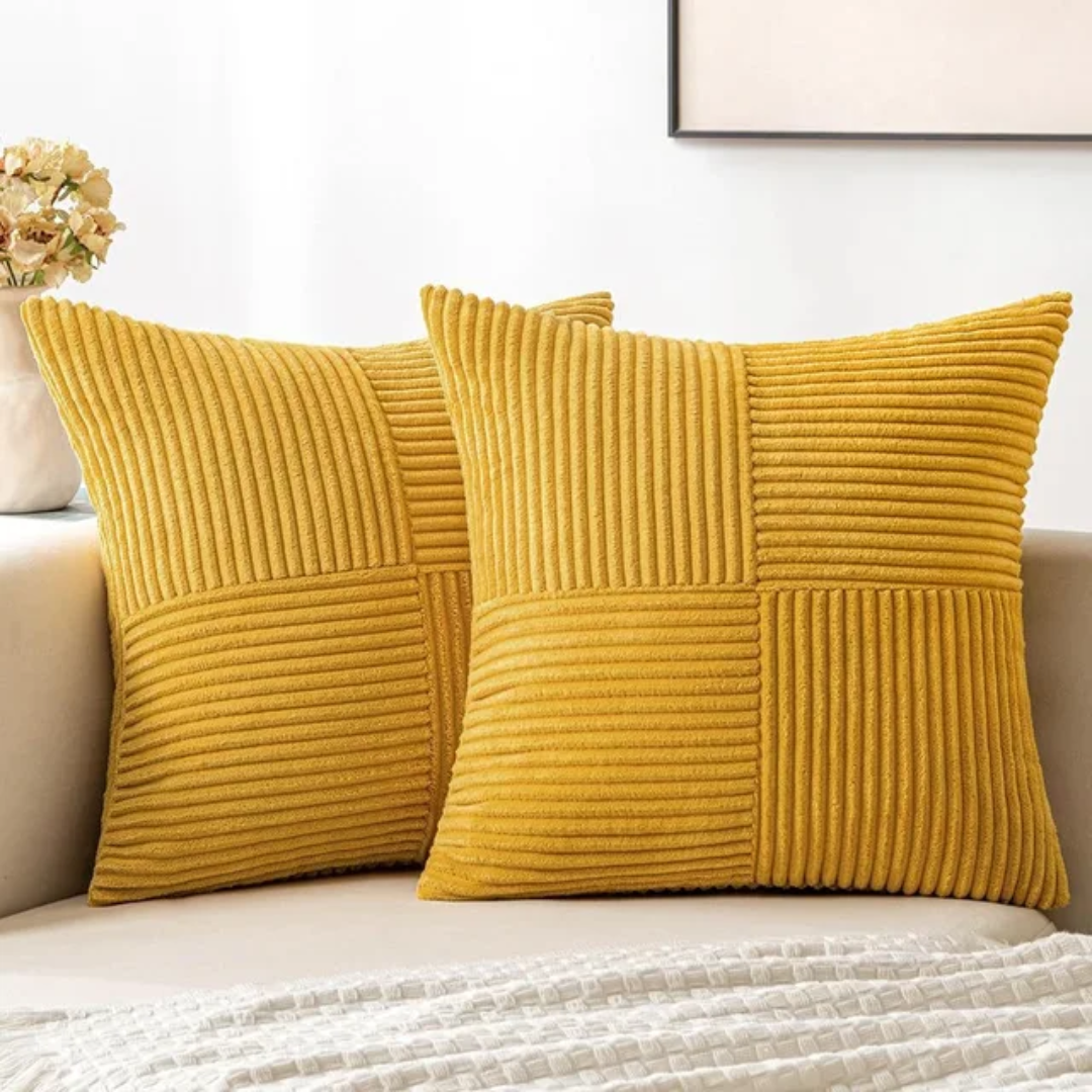 Luxurious Corduroy Cushion Covers with Elegant Striped Throw Pillow Design