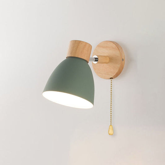 Macaron Lamp: Modern Minimalist Wood & Iron Wall Sconce