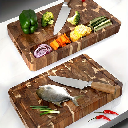 Premium Acacia Wood Cutting Board – Durable End-Grain Chopping Block for Knife-Safe Kitchen Prep