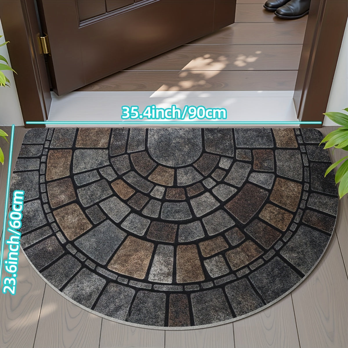 Elegant Half-Circle Mosaic Door Mat – Indoor & Outdoor Use