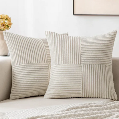 Luxurious Corduroy Cushion Covers with Elegant Striped Throw Pillow Design