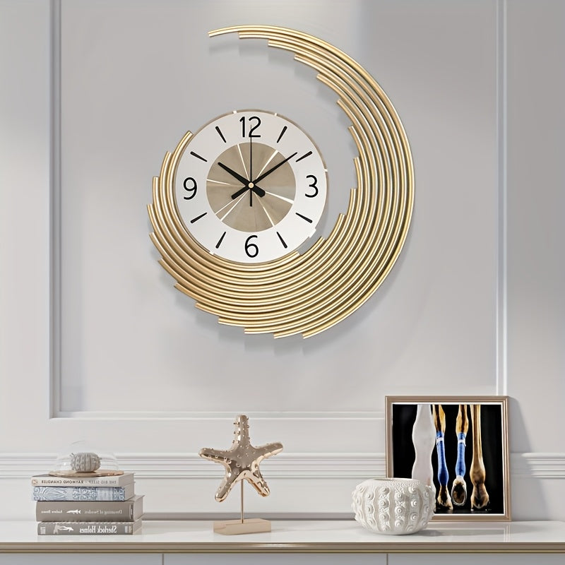 Sleek 3D Metal Wall Clock - Modern Design with Silent Quartz Movement, Decorative Accent