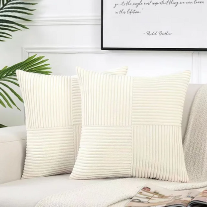 Luxurious Corduroy Cushion Covers with Elegant Striped Throw Pillow Design