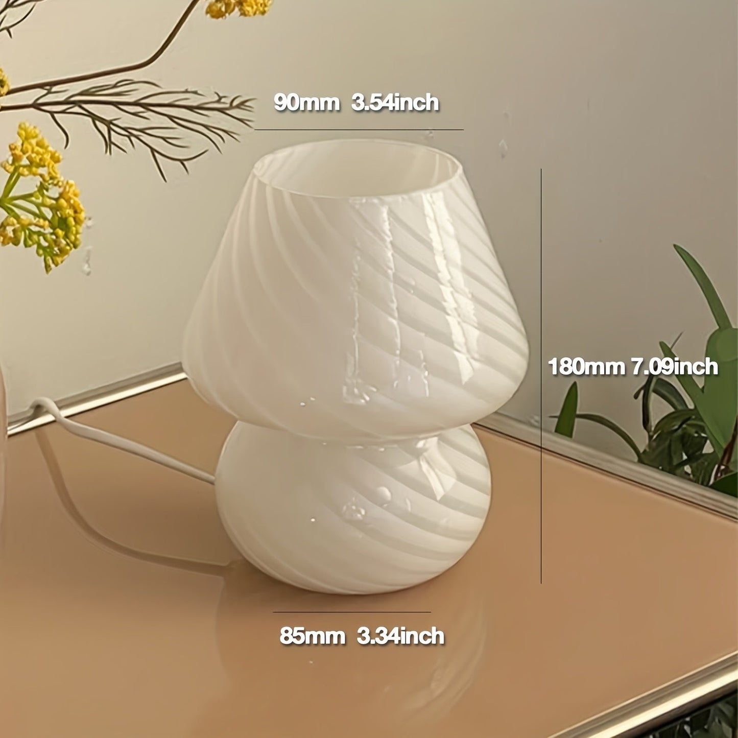 Elegant Murano-Style Glass Mushroom Lamp — USB-Dimmable Table Light