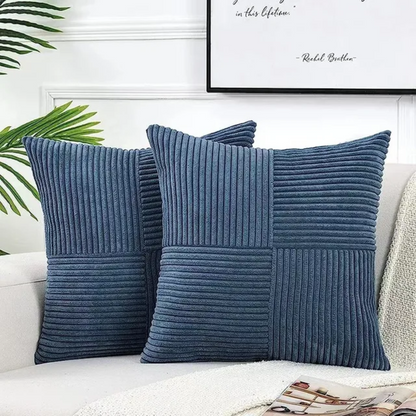 Luxurious Corduroy Cushion Covers with Elegant Striped Throw Pillow Design