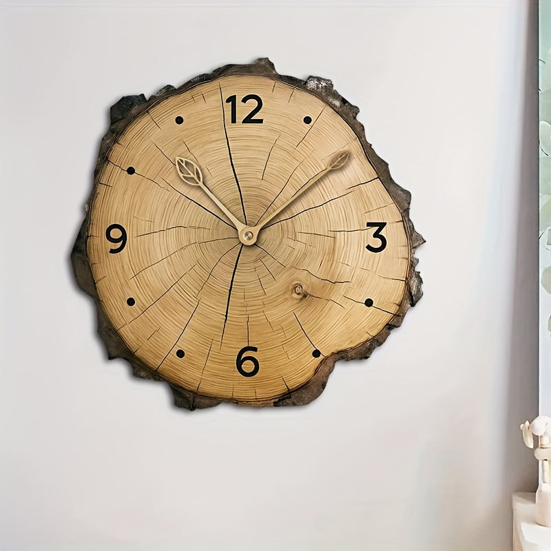Rustic Wood Slice Wall Clock with Natural Log Design – Timeless Home Decor Accent