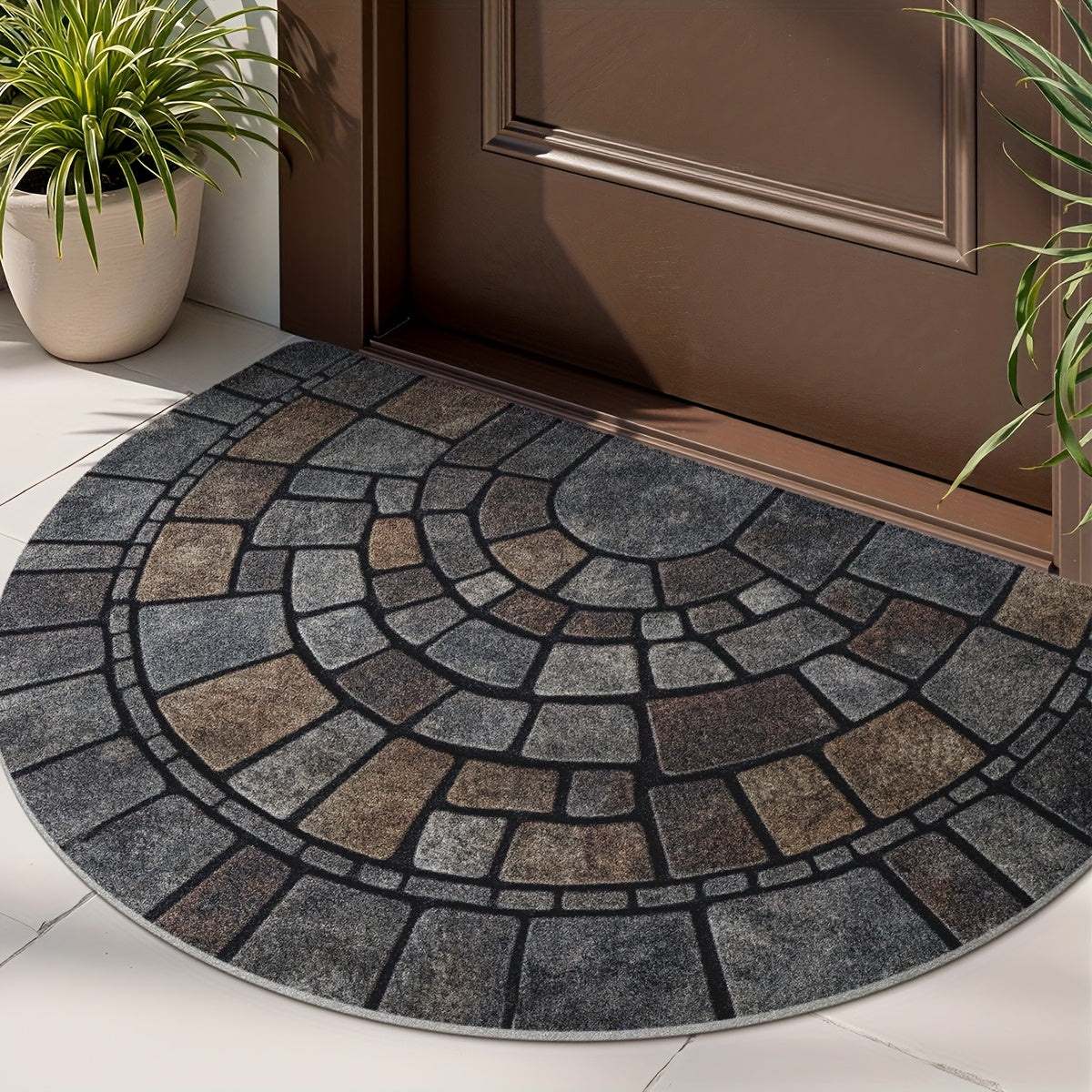 Elegant Half-Circle Mosaic Door Mat – Indoor & Outdoor Use