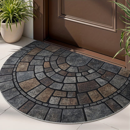 Elegant Half-Circle Mosaic Door Mat – Indoor & Outdoor Use