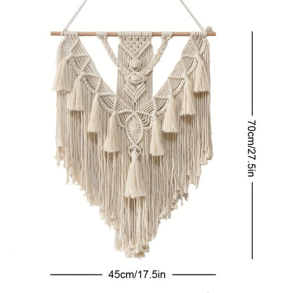 Bohemian Macrame Wall Hanging — Handcrafted, Woven Tapestry for Boho-Chic Home Decor
