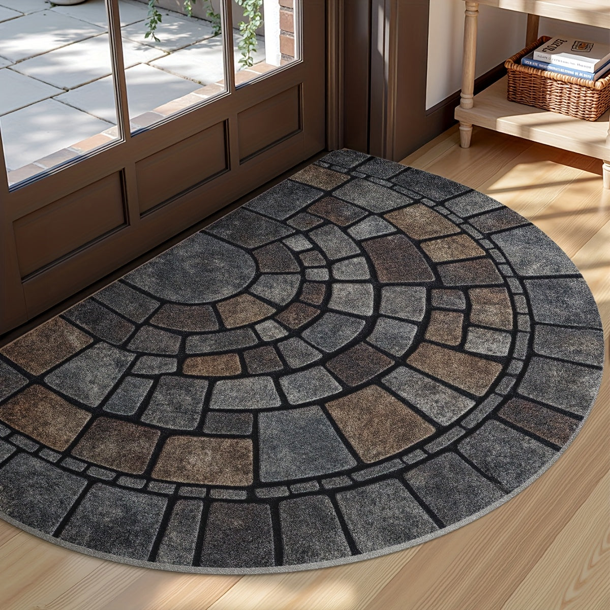 Elegant Half-Circle Mosaic Door Mat – Indoor & Outdoor Use