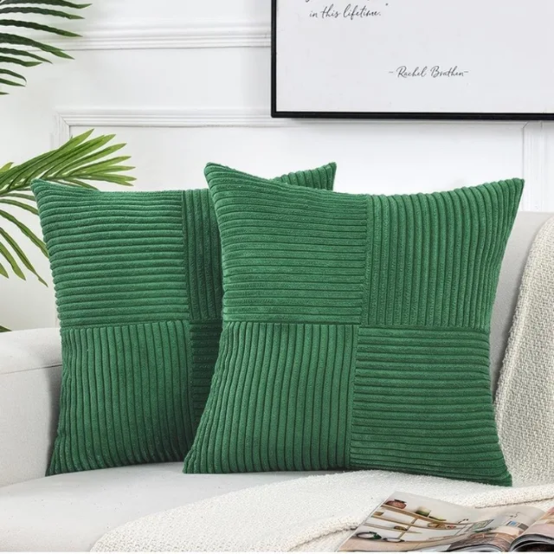 Luxurious Corduroy Cushion Covers with Elegant Striped Throw Pillow Design