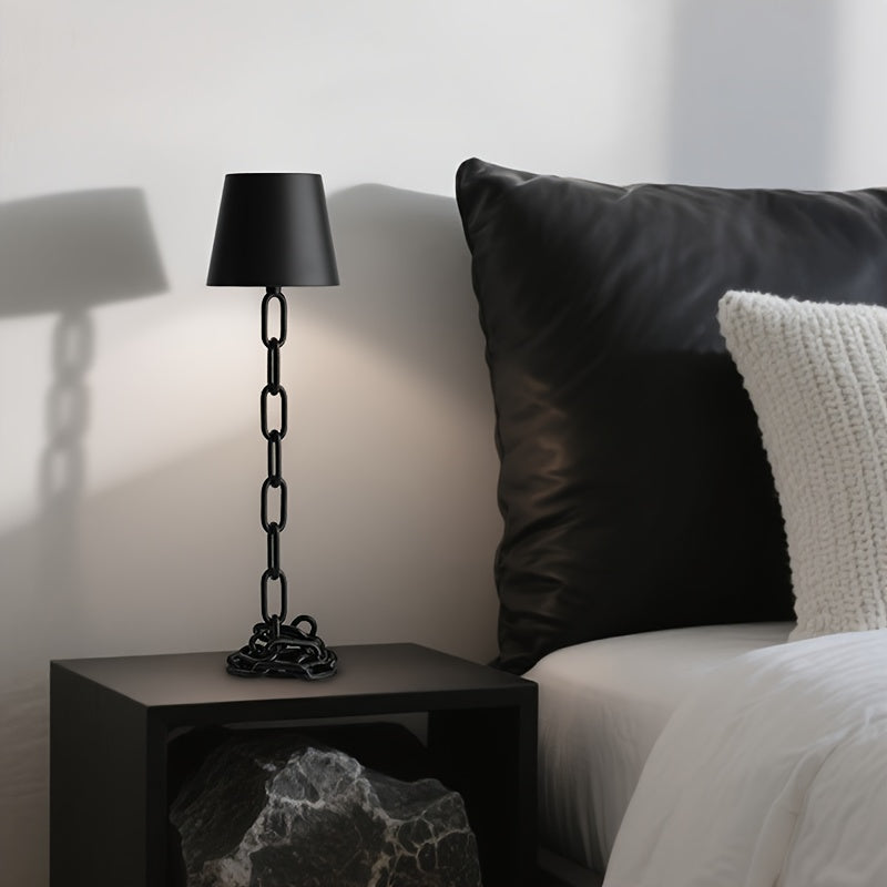 Sleek Chain-Link Table Lamp — Rechargeable, Touch-Activated LED Light