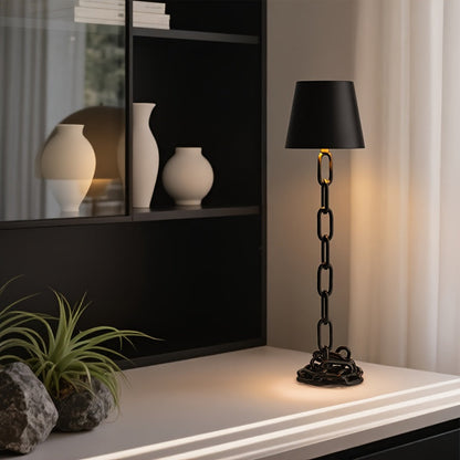 Sleek Chain-Link Table Lamp — Rechargeable, Touch-Activated LED Light