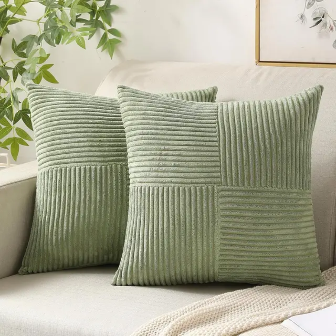 Luxurious Corduroy Cushion Covers with Elegant Striped Throw Pillow Design
