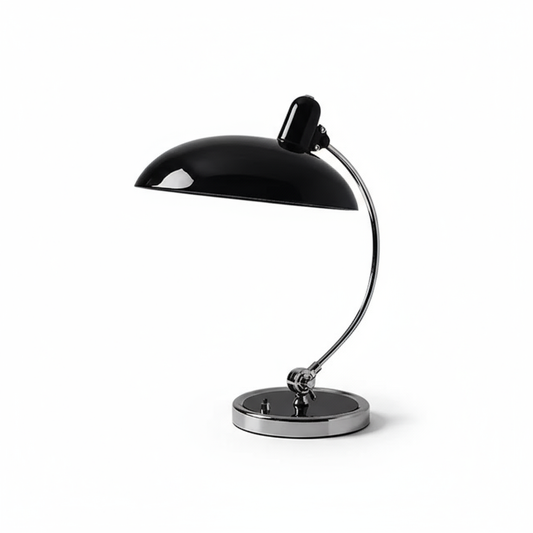 ScandiArc Table Lamp with Bauhaus-Inspired Curved Metal Design