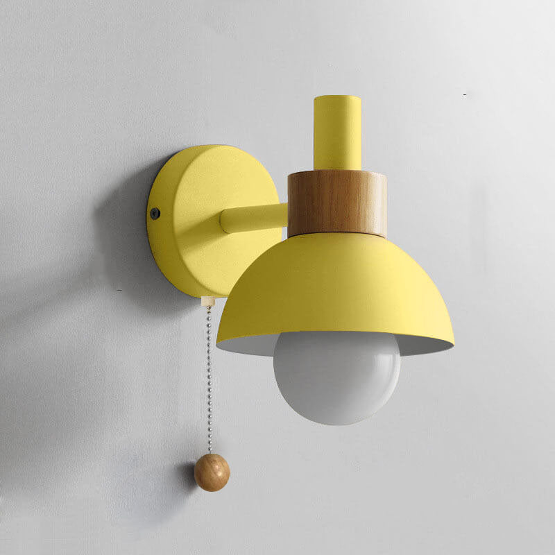 Nordic Wood Accent Wall Lamp — Sleek Minimalist Design with Easy Pull-Switch