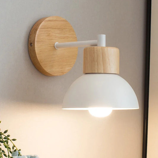 Wood & Metal Wall Lamp – Modern Nordic Bedside Light
