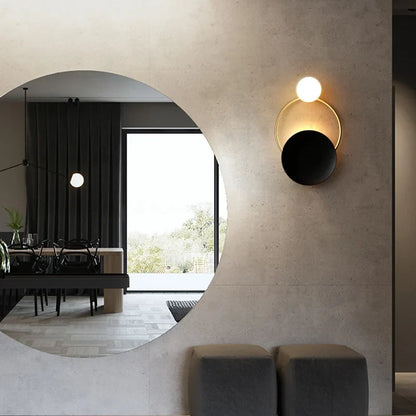 Designer Glass Wall Lamp – Modern Round Glass Sphere with Metal Frame
