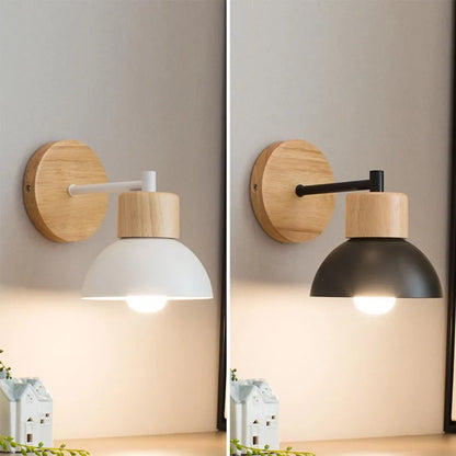 Wood & Metal Wall Lamp – Modern Nordic Bedside Light