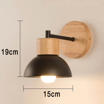 Wood & Metal Wall Lamp – Modern Nordic Bedside Light