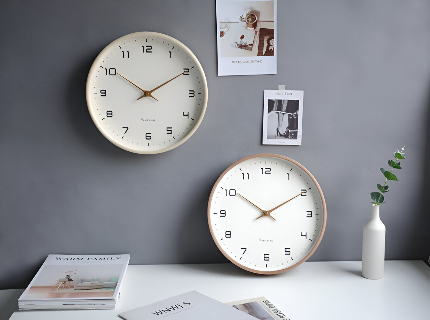 Nordic Wall Clock with a Sleek Minimalist Wood Frame
